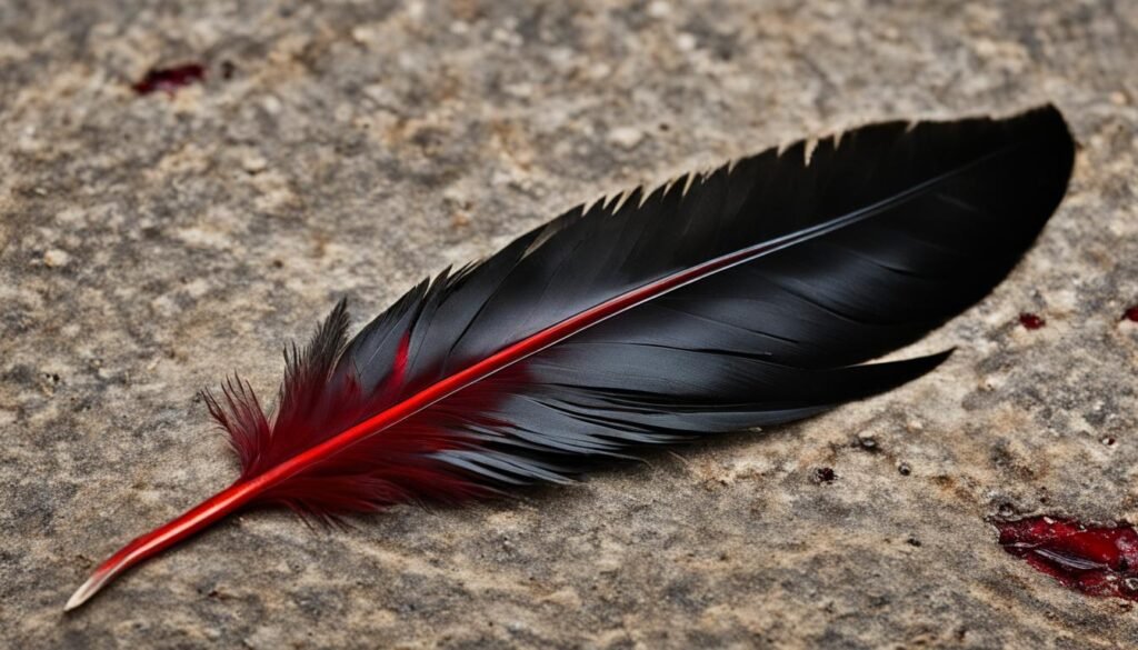 Broken blood feather in bird