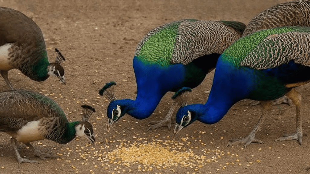 peafowl feeding
